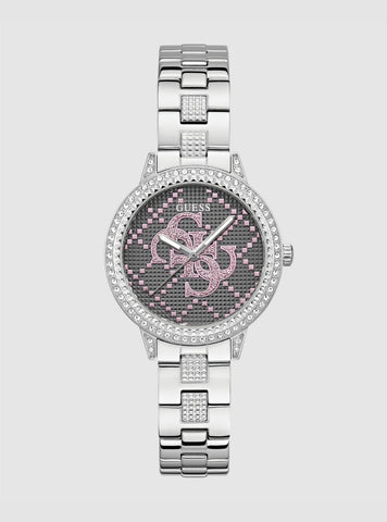 GUESS Accessories Silver G Lace Gray Dial Glitz Watch GW0944L1 Front View