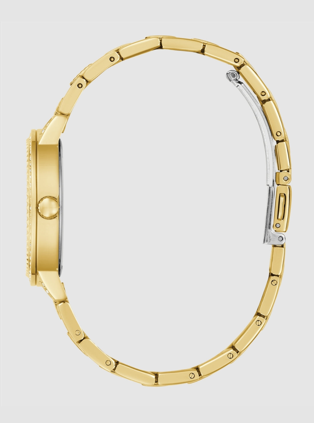 GUESS Accessories Gold G Lace Black Logo Dial Glitz Watch GW0944L2 Side View