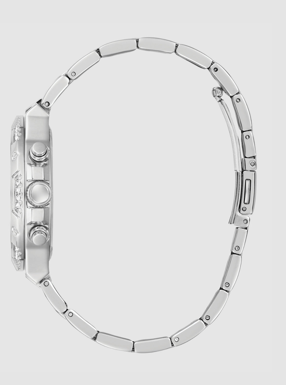 GUESS Accessories Silver Harlow Pink Dial Bracelet Watch GW0950L1 Side View