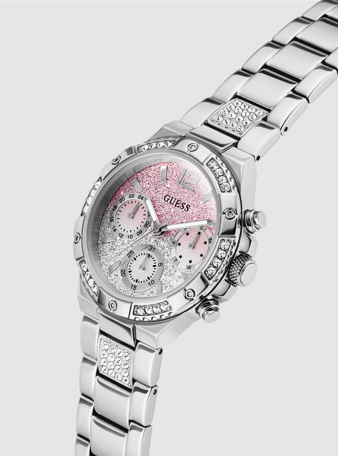 Silver Harlow Pink Dial Bracelet Watch | GUESS