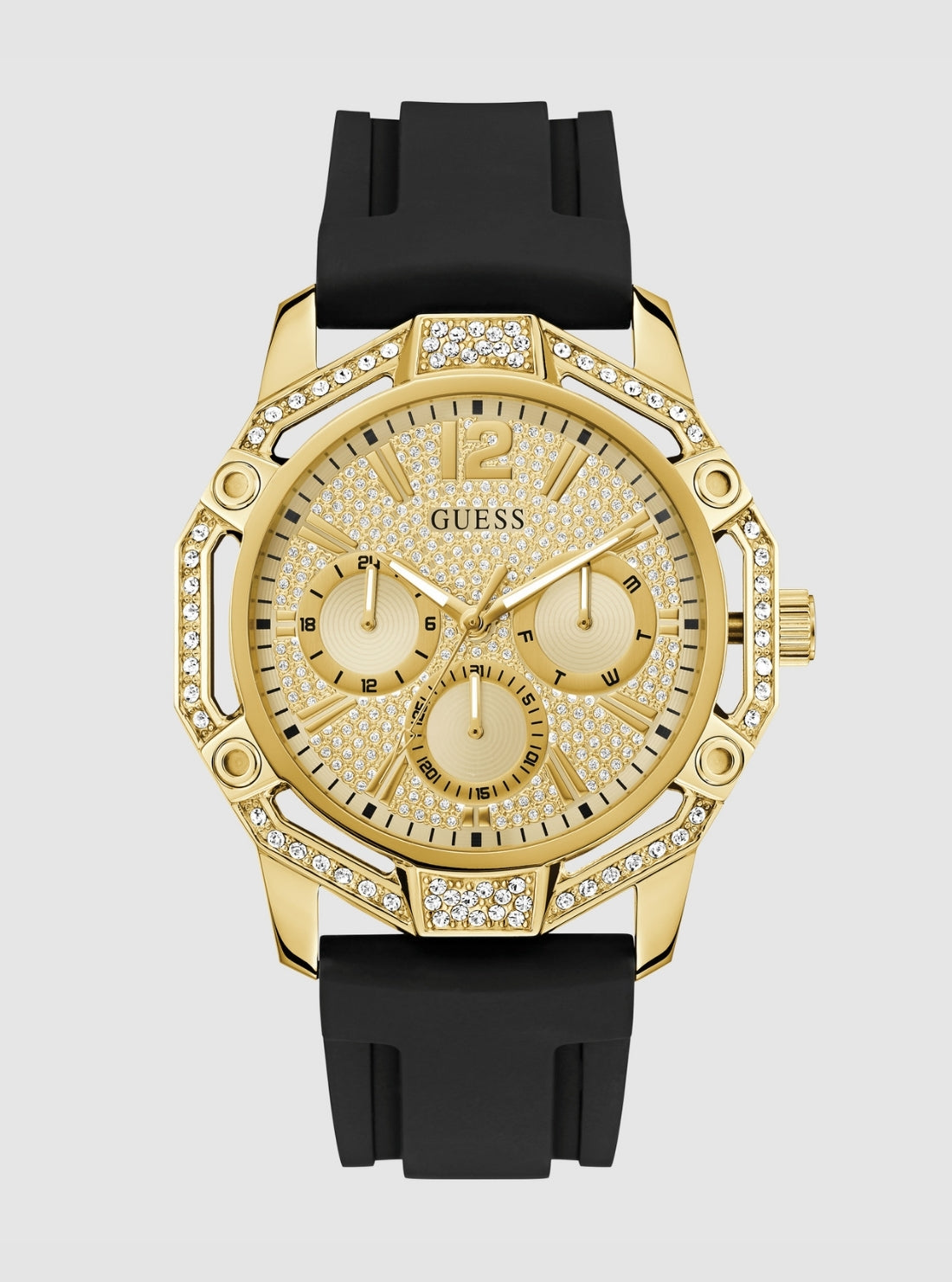 GUESS Accessories Gold Black Regal Watch GW0954G2 Front View