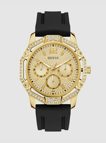 GUESS Accessories Gold Black Regal Watch GW0954G2 Front View