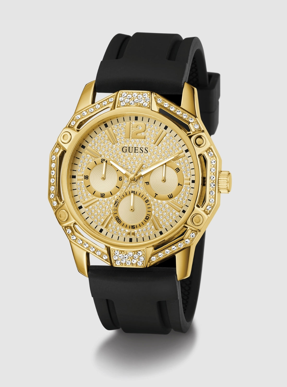 GUESS Accessories Gold Black Regal Watch GW0954G2 Front View_2