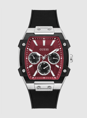 GUESS Accessories Black Red Dial Phoenix Watch GW0956G1 Front View