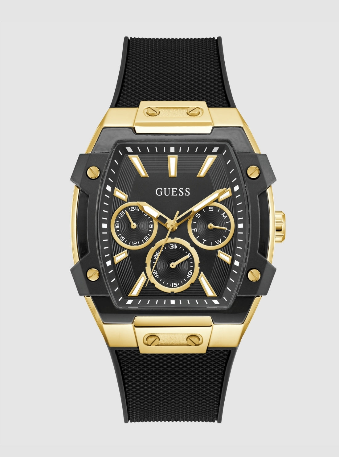 Guiano Black Gold サイン Silver Gold Neo Black Dial Watch | GUESS