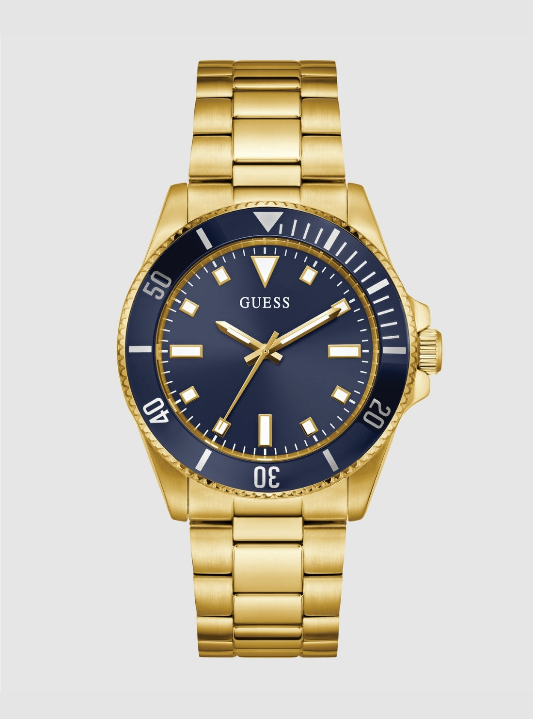 GUESS Accessories Gold Cliff Blue Dial Watch GW0968G2 Front View