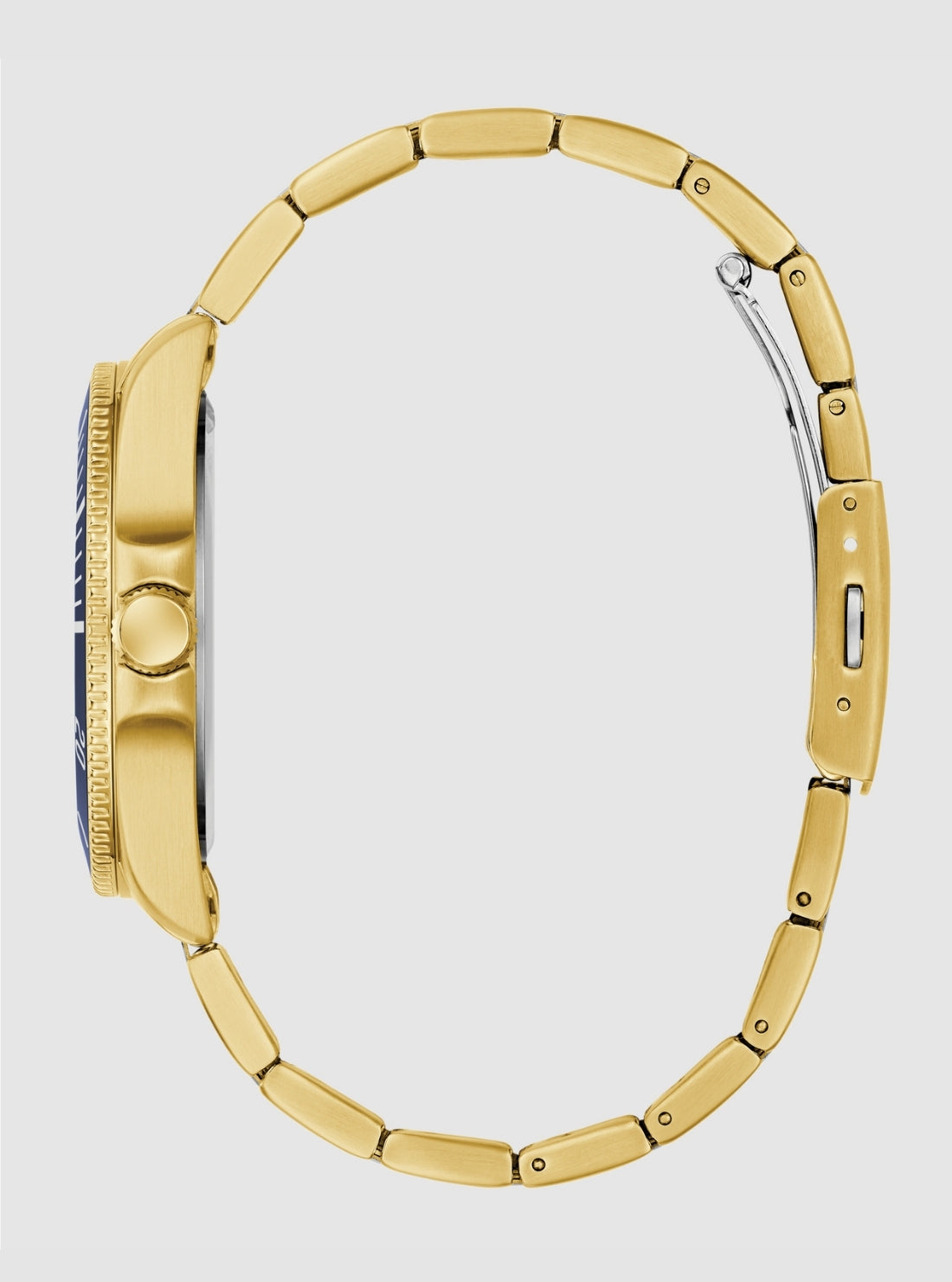 GUESS Accessories Gold Cliff Blue Dial Watch GW0968G2 Side View