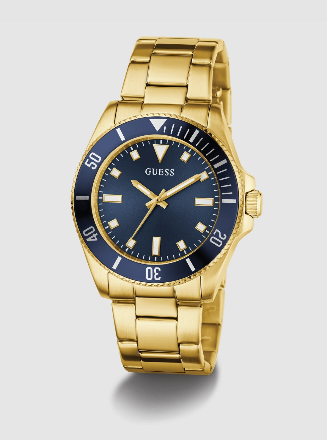 GUESS Accessories Gold Cliff Blue Dial Watch GW0968G2 Front View_2