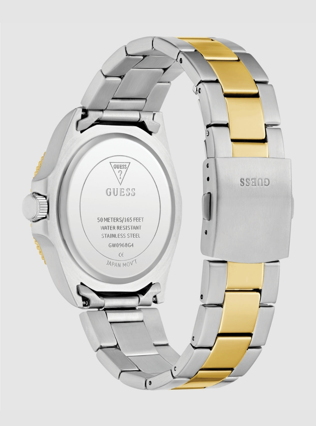 GUESS Accessories Gold-Silver Cliff Green Dial Watch GW0968G4 Back Side View