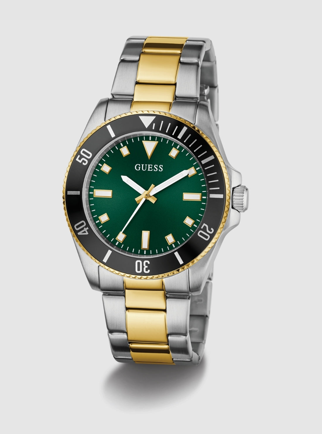 GUESS Accessories Gold-Silver Cliff Green Dial Watch GW0968G4 Front View_2