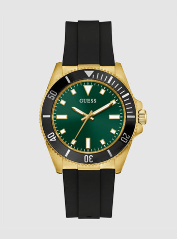 GUESS Accessories Black Cliff Green Dial Watch GW0969G2 Front View