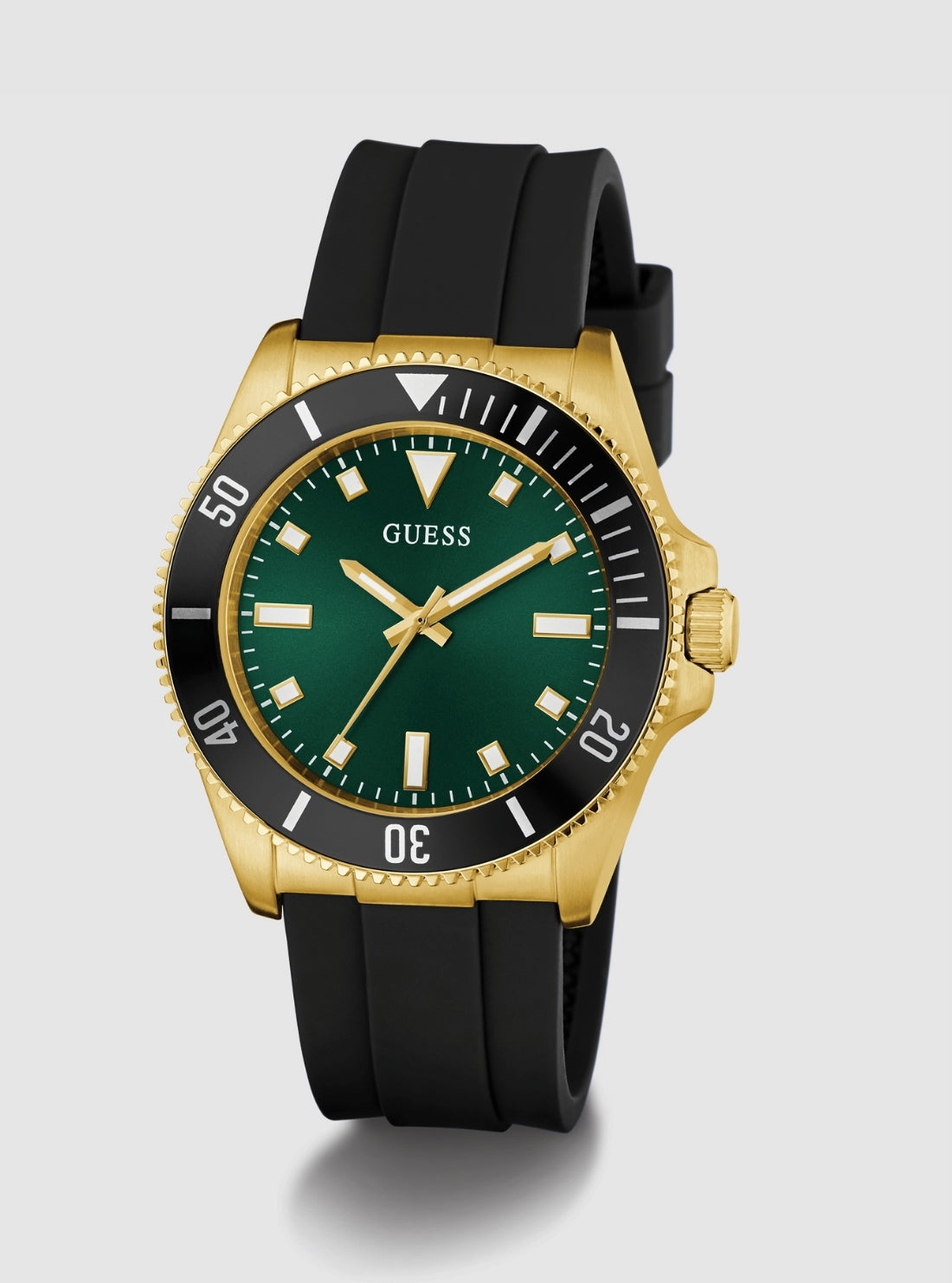 GUESS Accessories Black Cliff Green Dial Watch GW0969G2 Front view