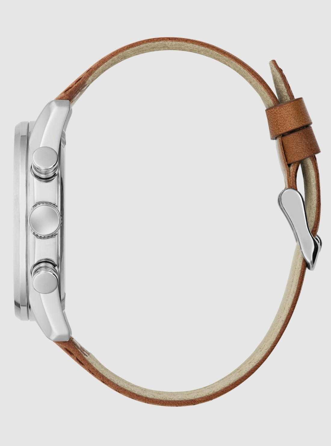 GUESS Accessories Silver Brown Dawson Blue Dial Watch GW0972G1 Side View