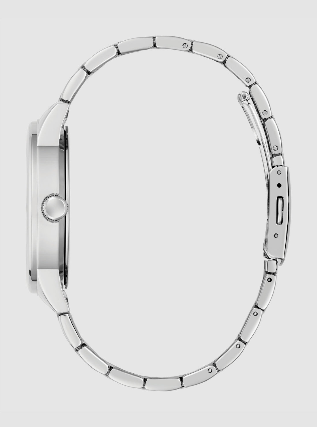 GUESS Accessories Silver Emerson Black Dial Watch GW0976G1 Side View