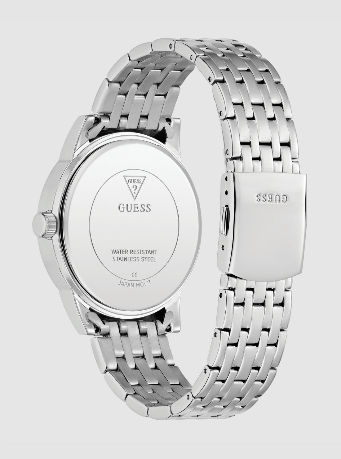 GUESS Accessories Silver Emerson Black Dial Watch GW0976G1 back View