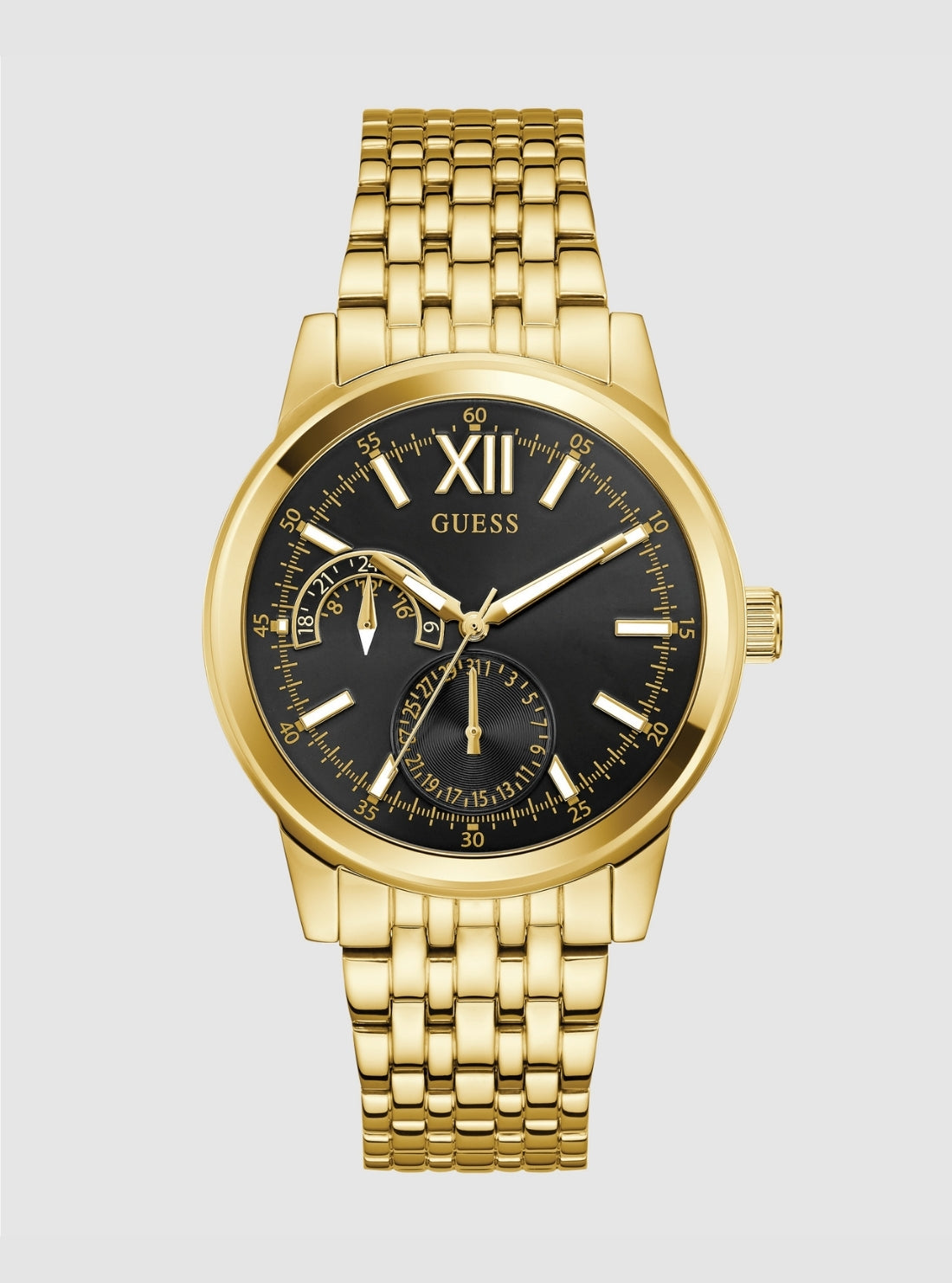 GUESS Accessories Gold Emerson Black Dial Watch GW0976G2 Front view