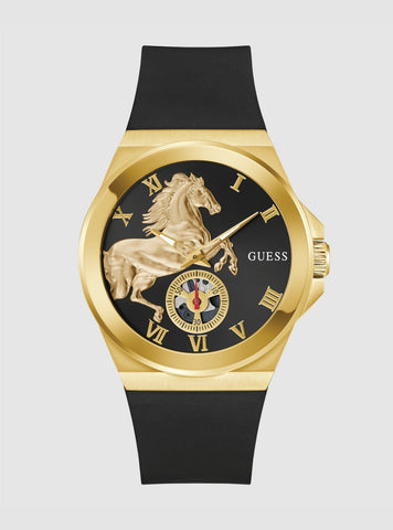 GUESS Mens Black Stallion Dial Watch GW0979G1 Front View