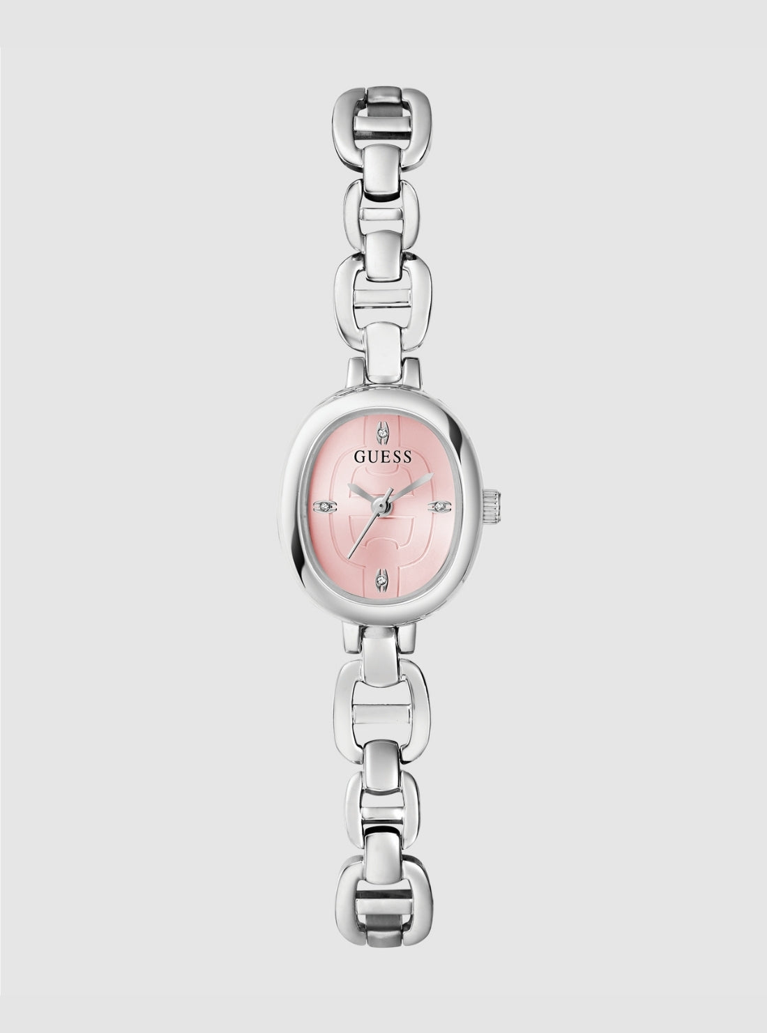 GUESS Accessories Silver Vivian Oval Link Watch GW0982L1 Front View