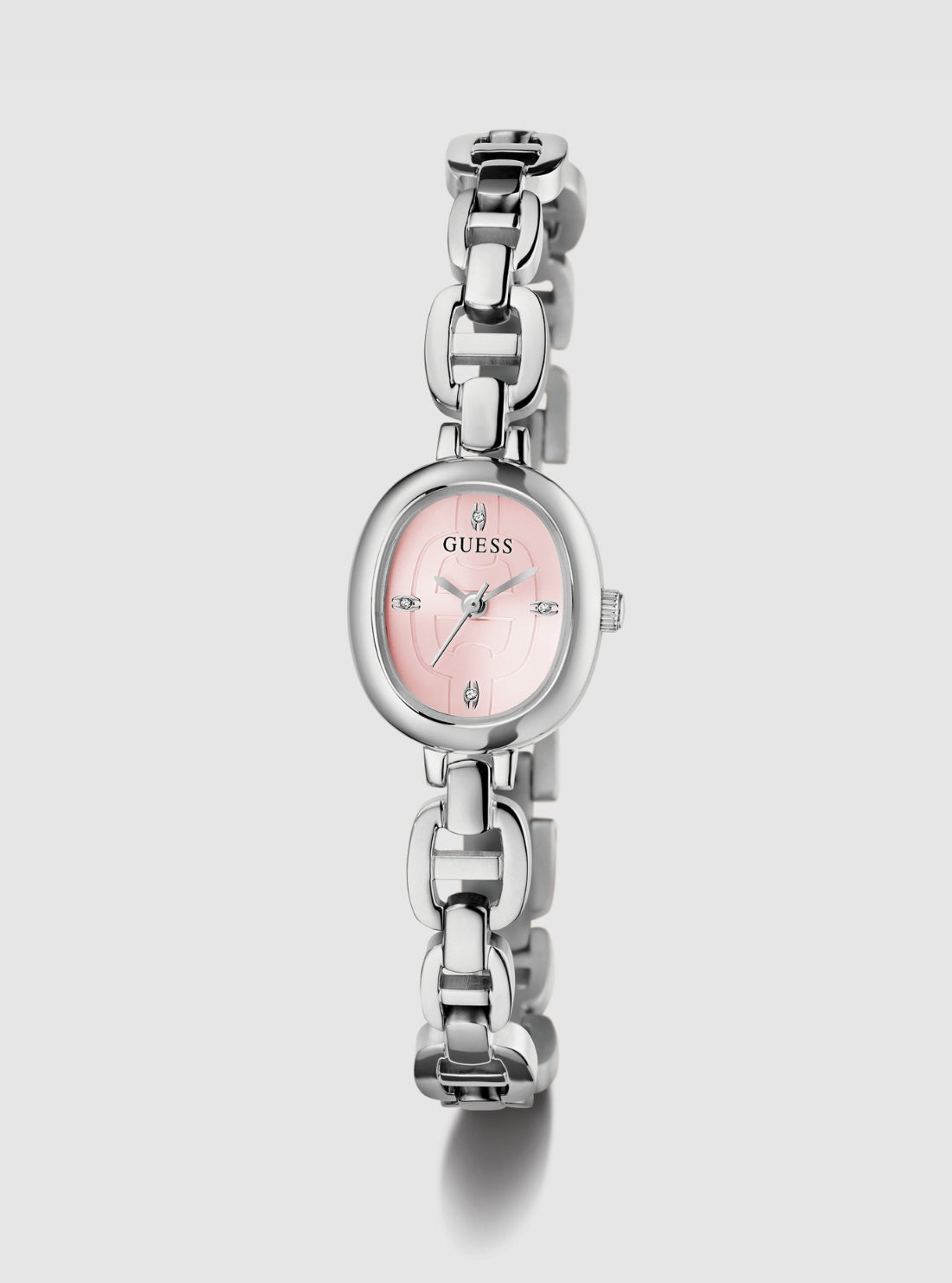 GUESS Accessories Silver Vivian Oval Link Watch GW0982L1 Front View_2