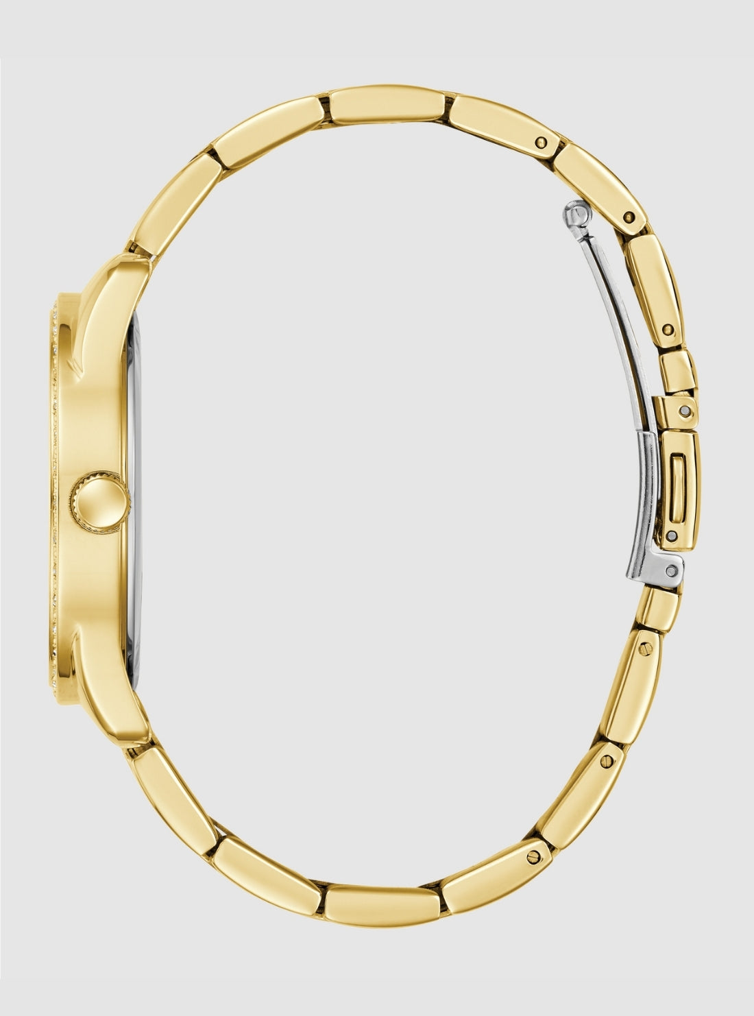 GUESS Accessories Gold Roxy Gold Logo Dial Watch GW0987L2 Side View