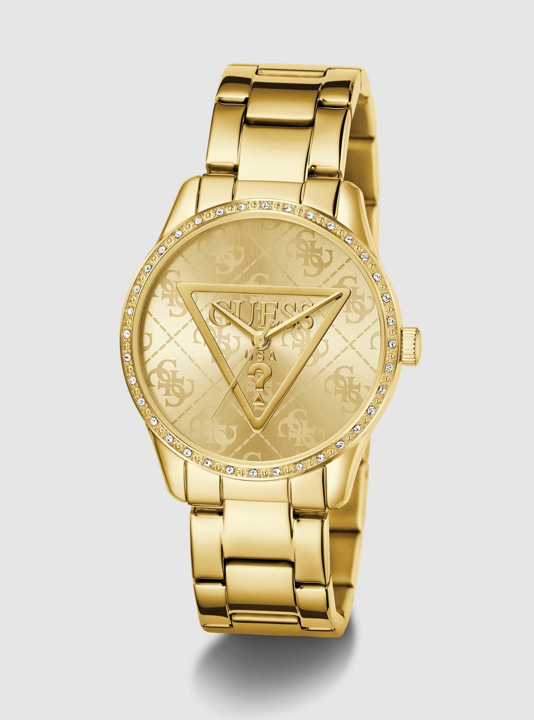 GUESS Accessories Gold Roxy Gold Logo Dial Watch GW0987L2 Front View_2