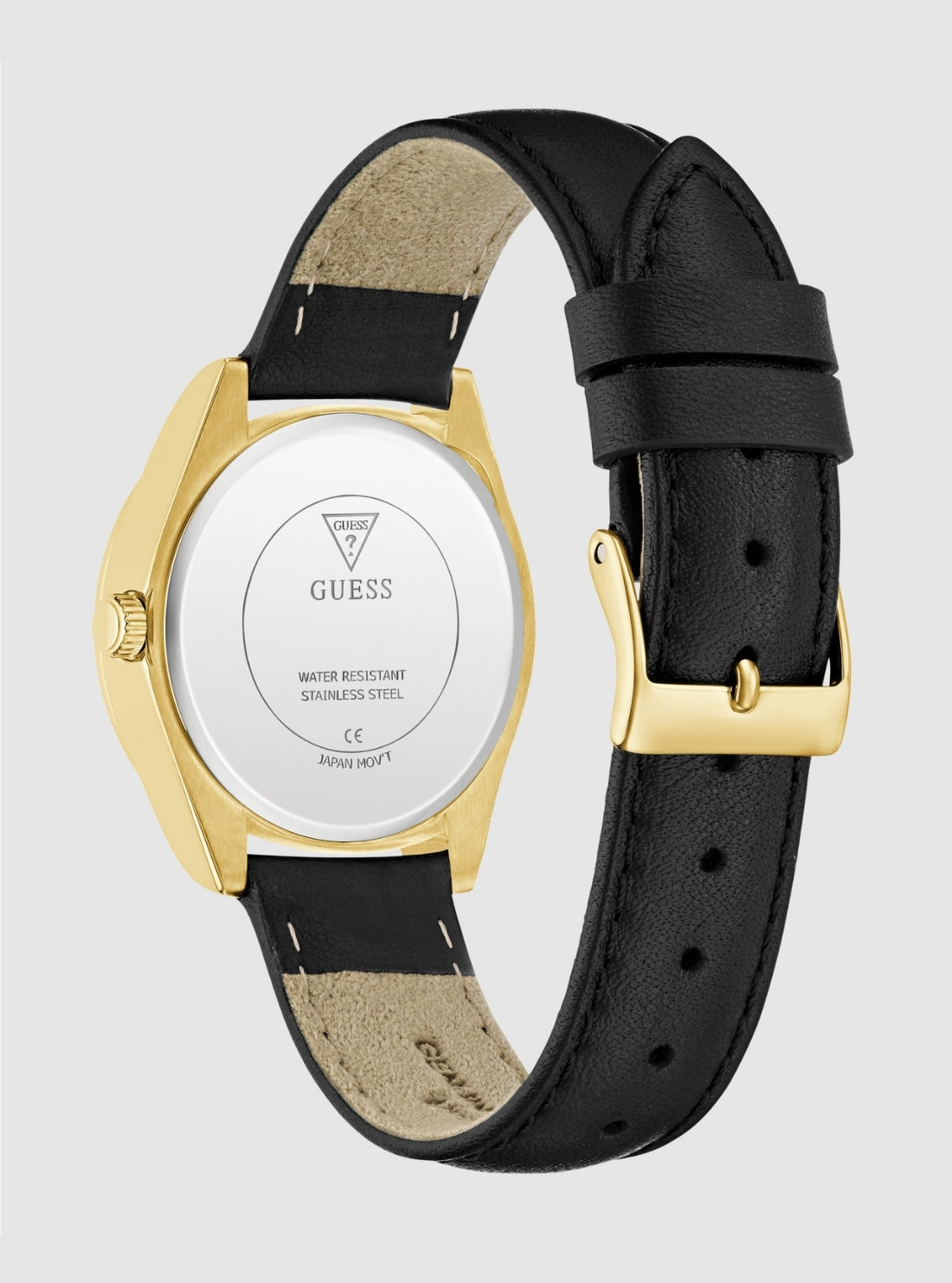 GUESS Accessories Black Boa Gold Dial Leather Watch GW0989L2 Back View