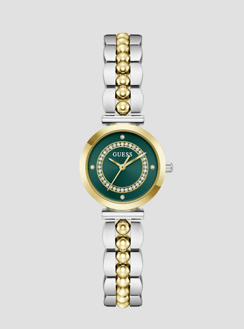 GUESS Accessories Two-Tone Leena Green Dial Watch GW0994L3 Front View