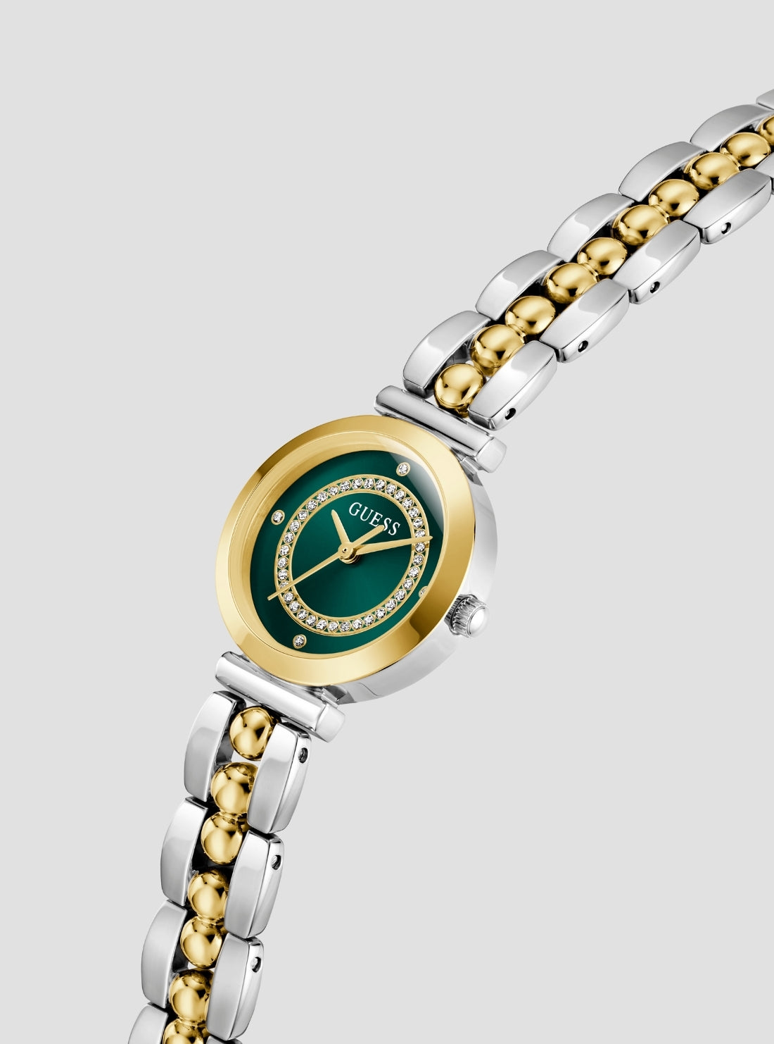 GUESS Accessories Two-Tone Leena Green Dial Watch GW0994L3 Side View