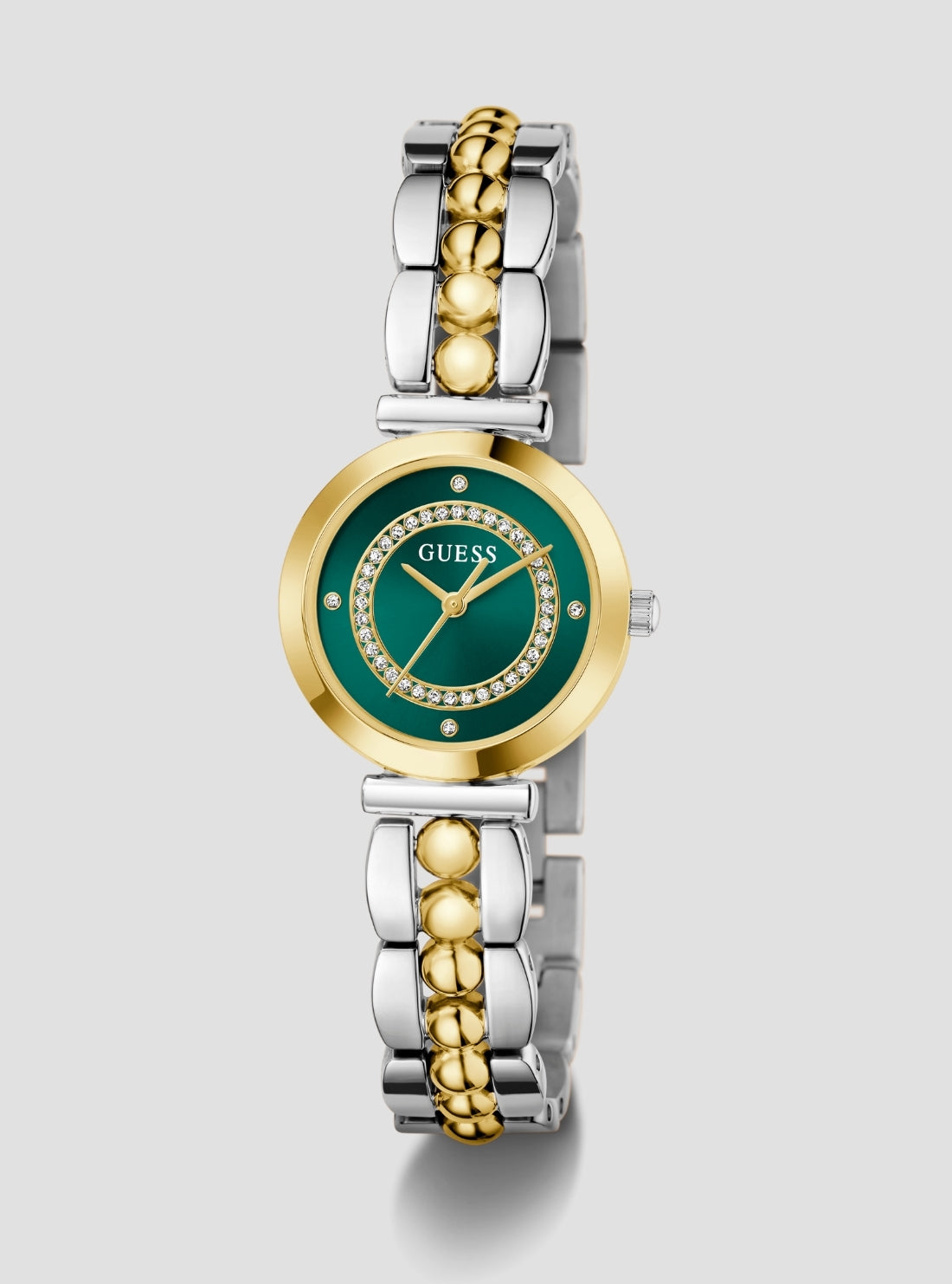 GUESS Accessories Two-Tone Leena Green Dial Watch GW0994L3 Front Side View