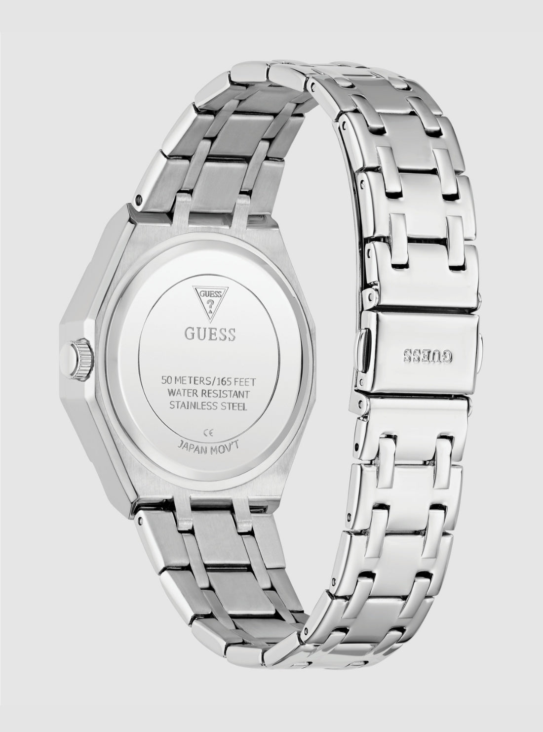 GUESS Accessories Silver Quinn Ice Blue Dial Watch GW1009L1 Back View