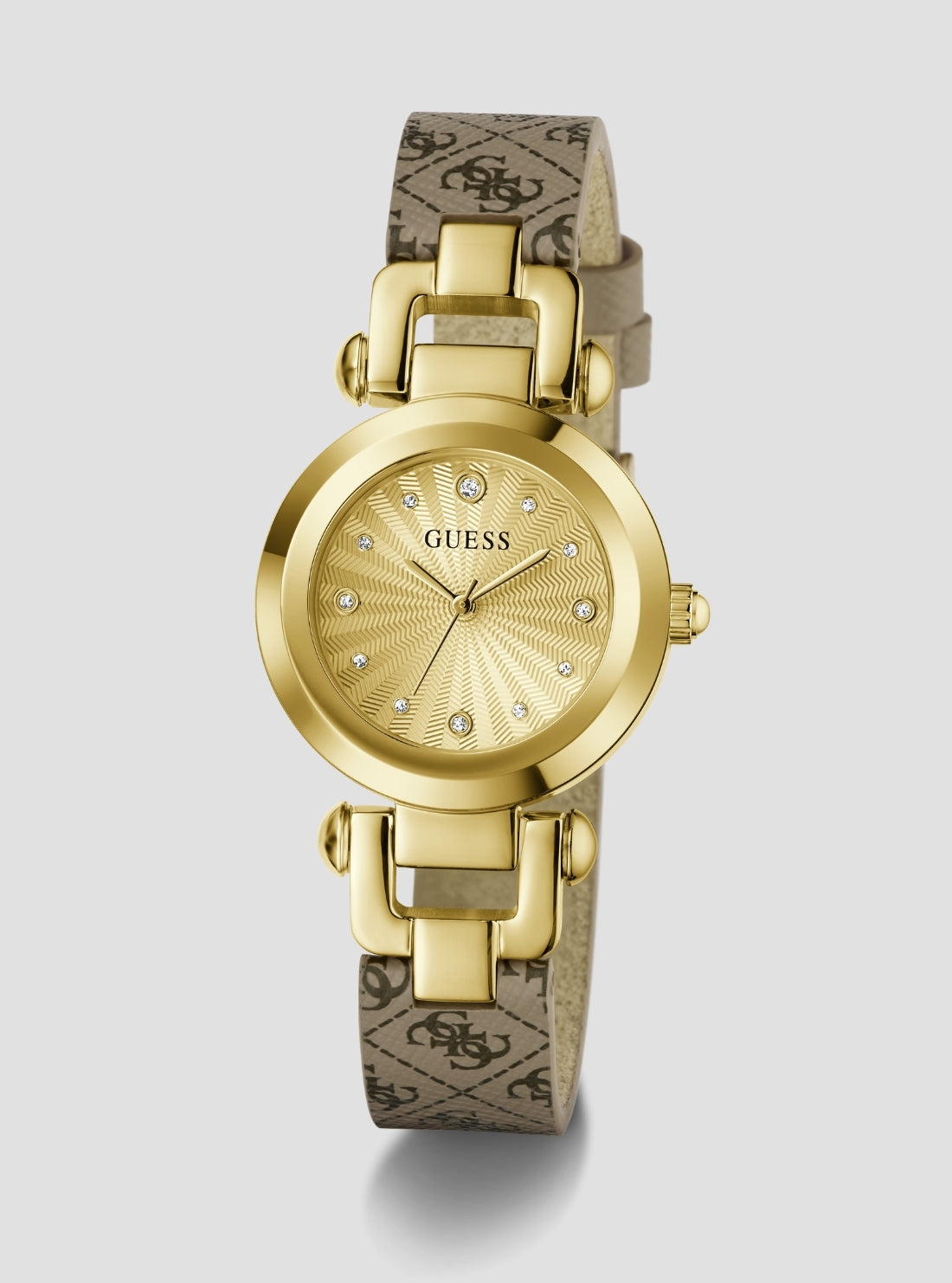 GUESS Accessories Brown Logo Gold Ginger Watch GW1021L2 Front View_2