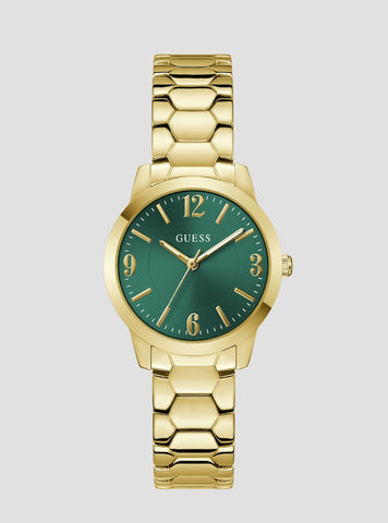 GUESS Accessories Gold Winni Green Dial Watch GW1028L2 Front View