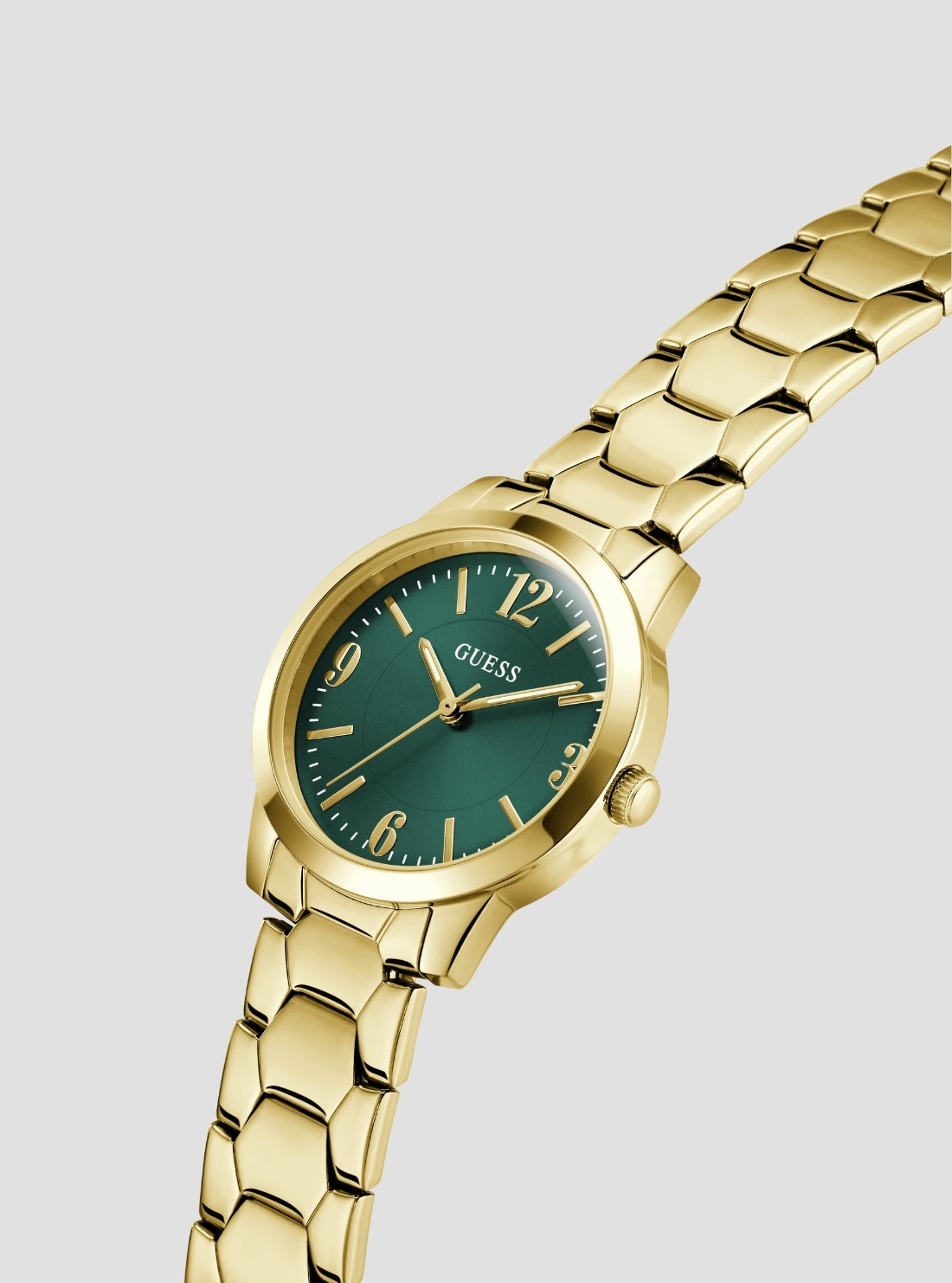 GUESS Accessories Gold Winni Green Dial Watch GW1028L2 Front Side View