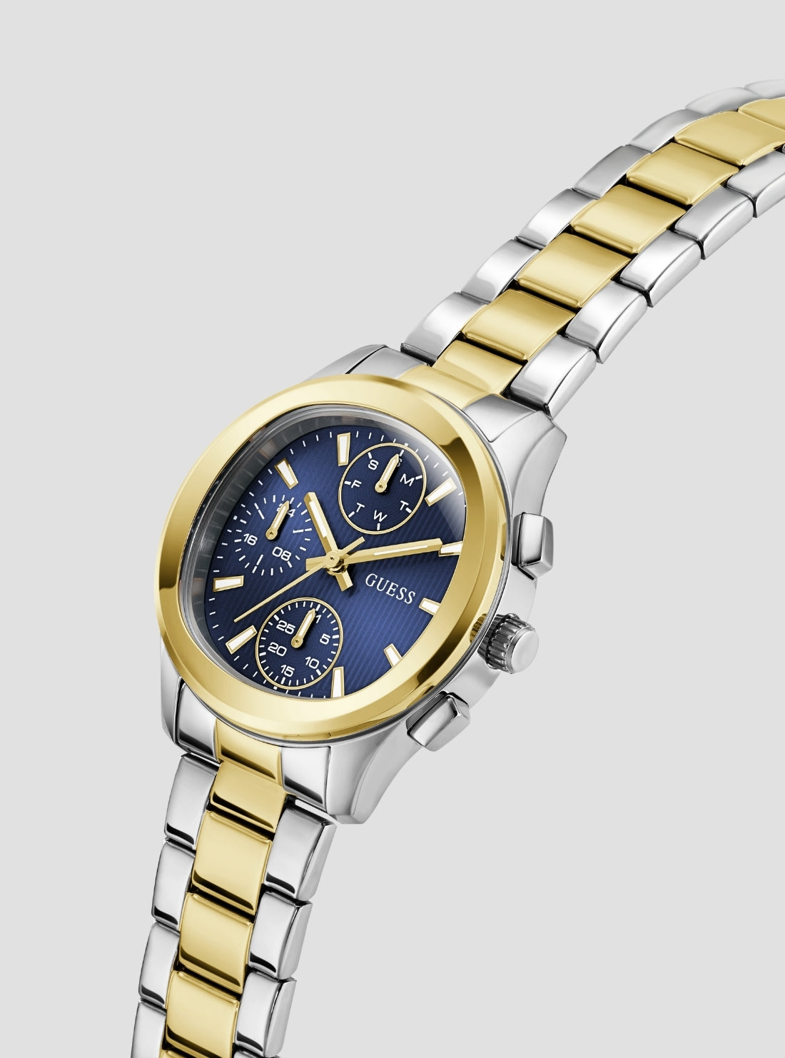 GUESS Accessories Silver Gold Birdie Watch GW1031L3 Front Side View