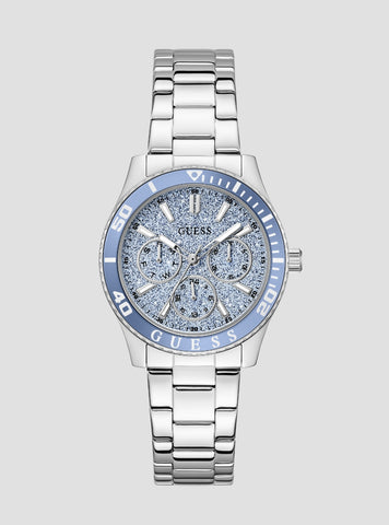 GUESS Accessories Silver Mariana Blue Dial Watch GW1035L1 Front View