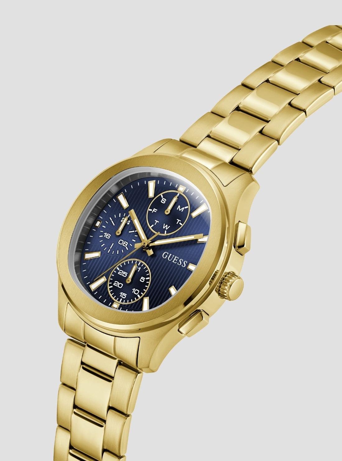 GUESS Accessories Gold Palmer Blue Dial Watch GW1048G2 Side View