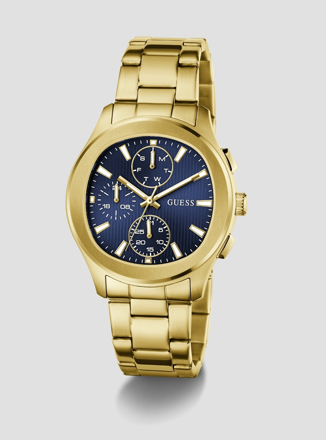 GUESS Accessories Gold Palmer Blue Dial Watch GW1048G2 Front Side View
