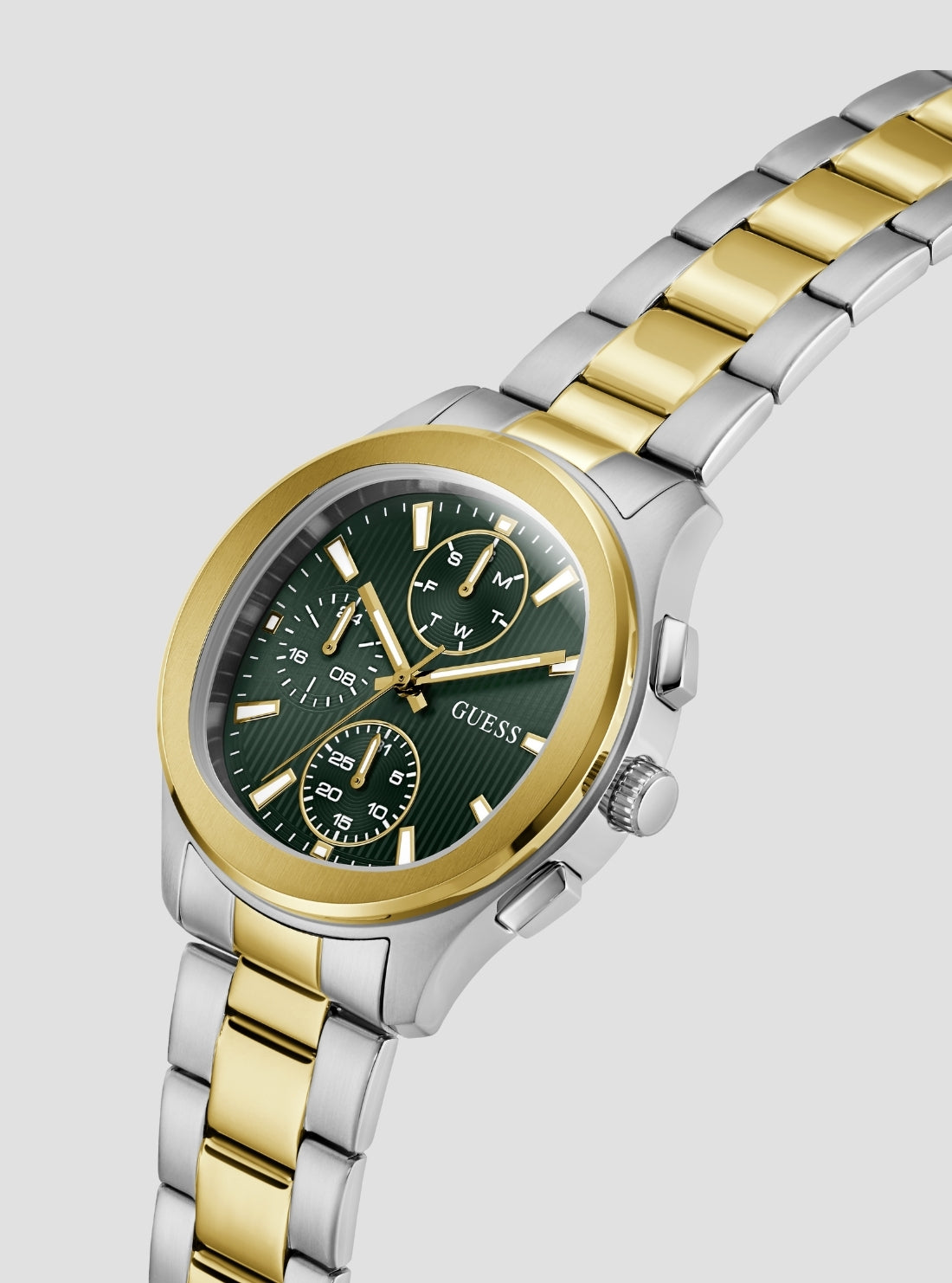 GUESS Accessories Two-Tone Palmer Green Dial Watch GW1048G4 Side VIew