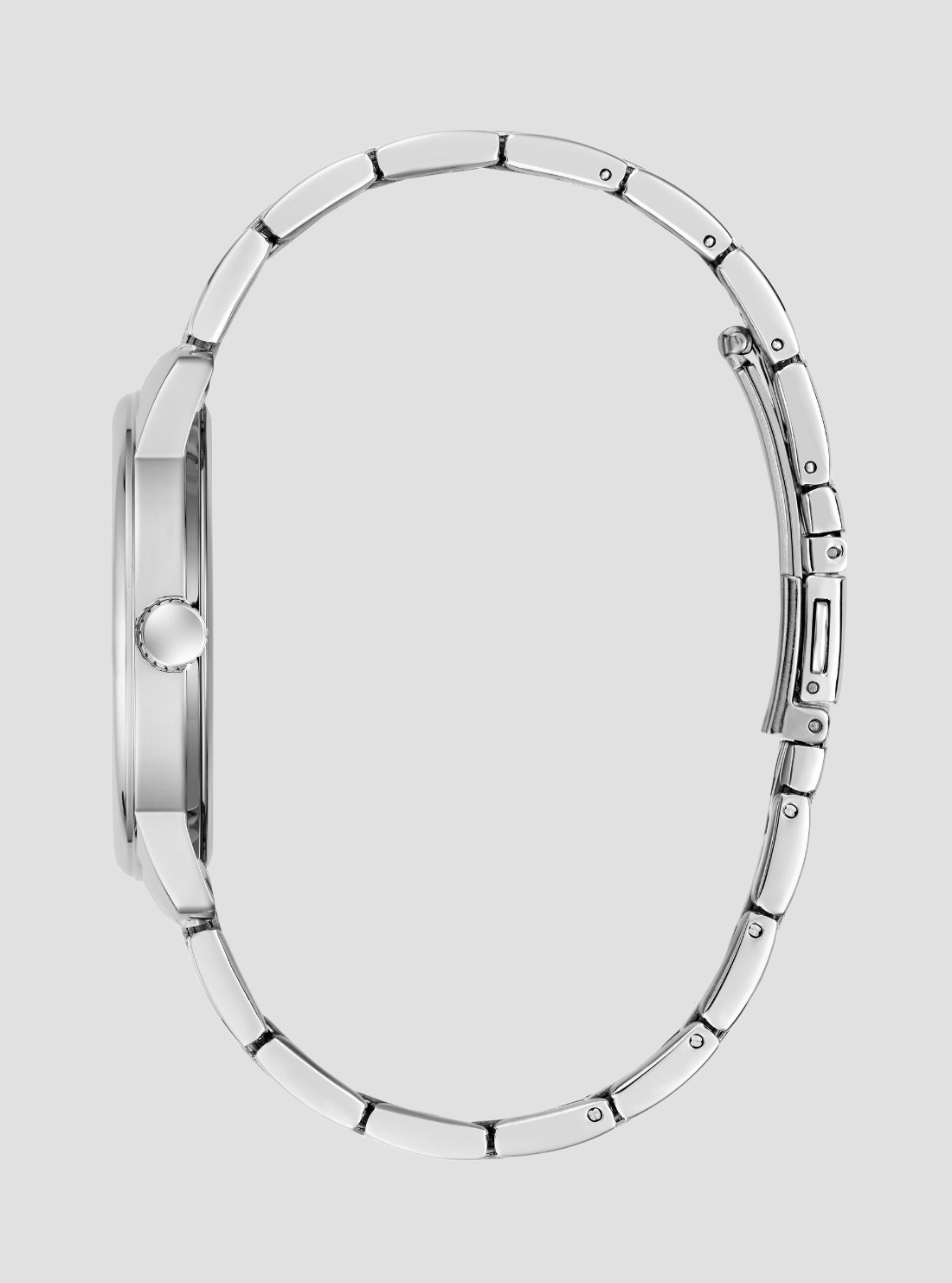 GUESS Accessories Silver Chandler Black Dial Watch GW1053G1 Side View