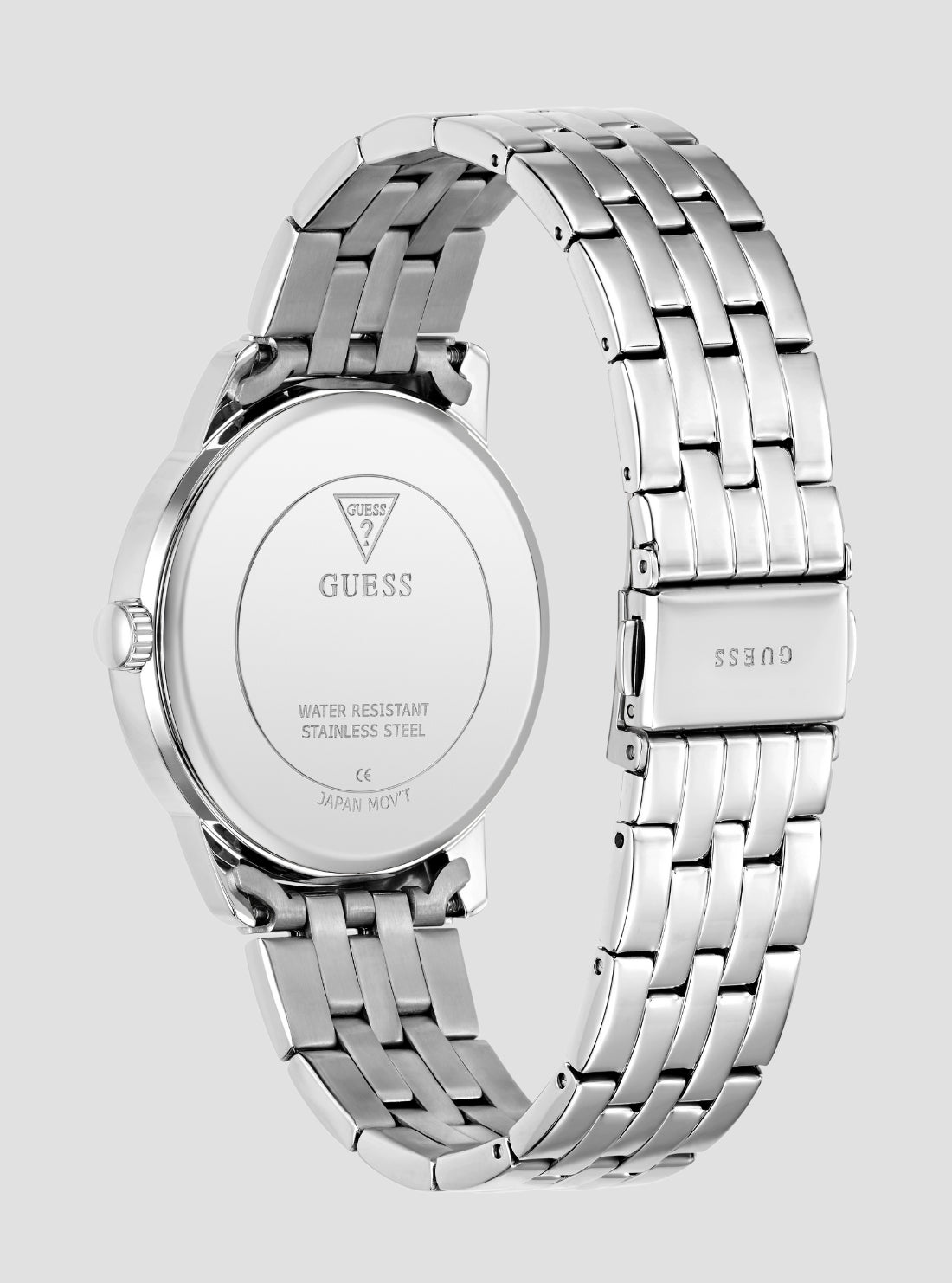 GUESS Accessories Silver Chandler Black Dial Watch GW1053G1 Back View