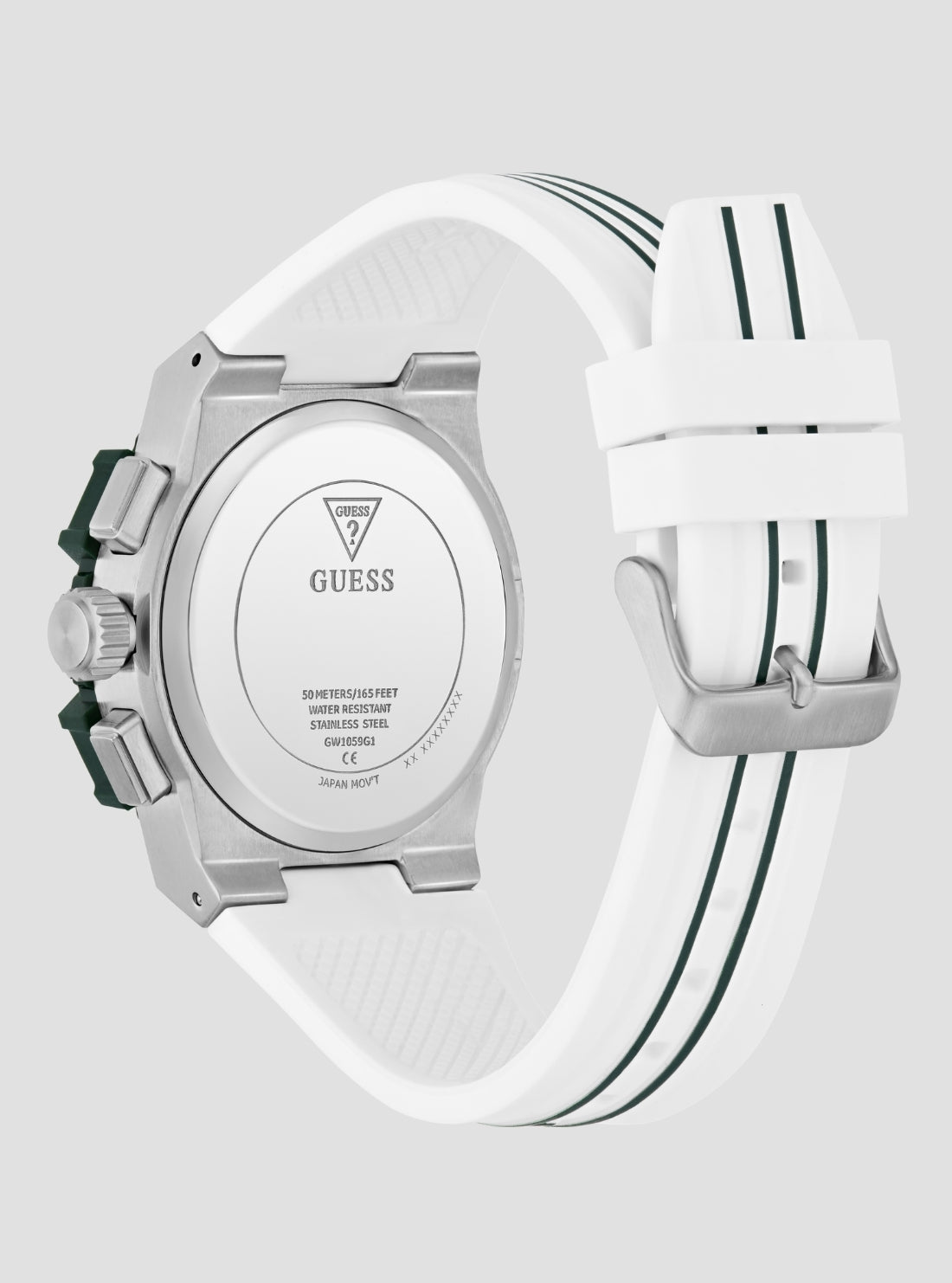 GUESS Accessories White Green Dial Fore Watch GW1059G1 Back View