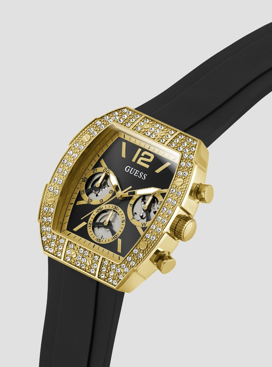 GUESS Accessories Black Gold Phoenix Quantum Watch GW1069G2 Side View
