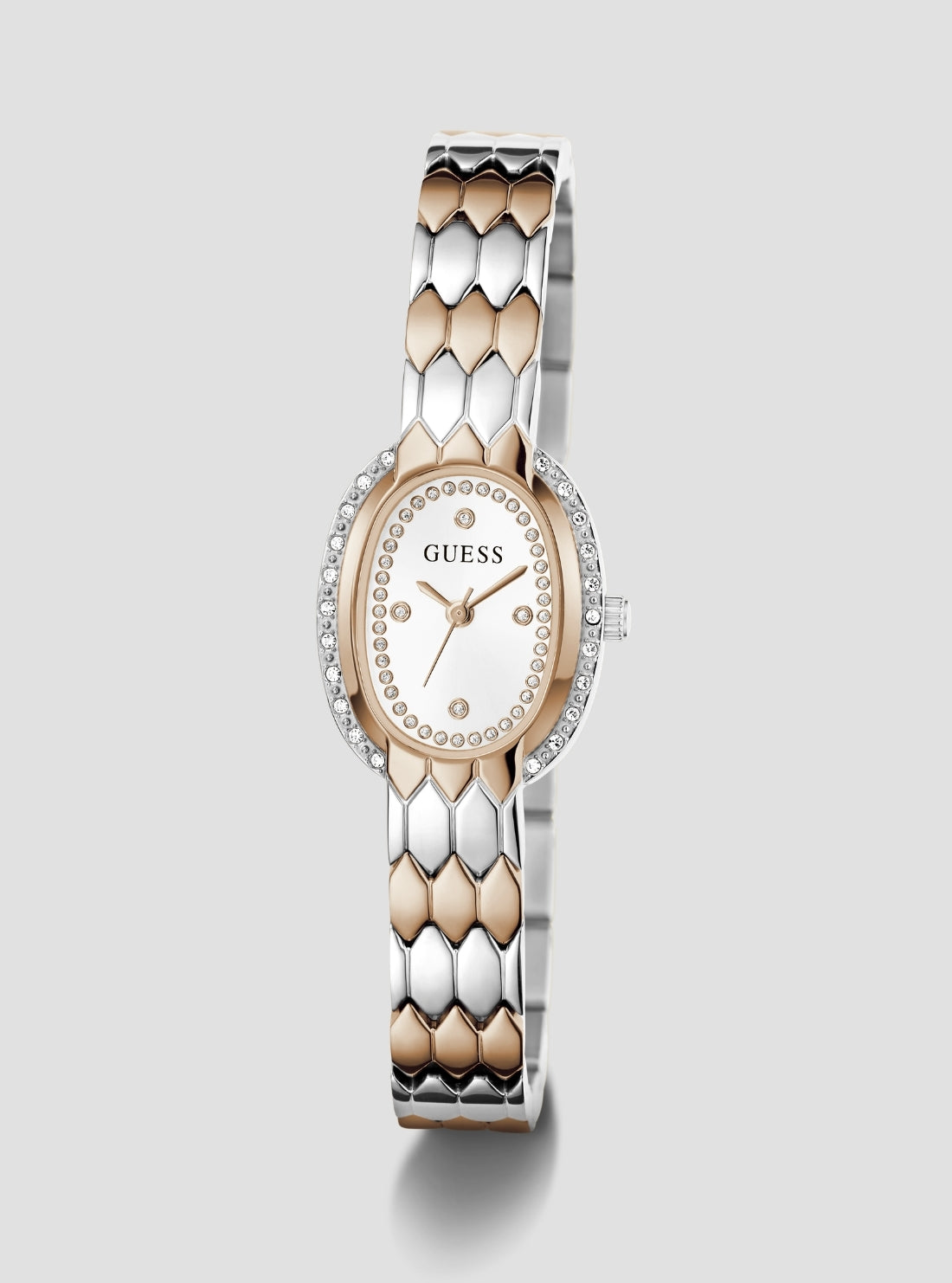 GUESS Accessories Silver Rose-Gold Viola Crystal Watch GW1092L5 Front Side View
