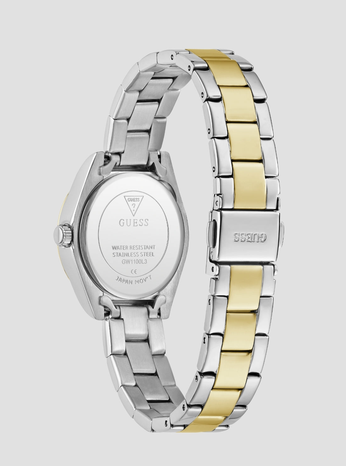 GUESS Accessories Silver Gold Mini Luna Crystal Watch GW1100L3 Back View