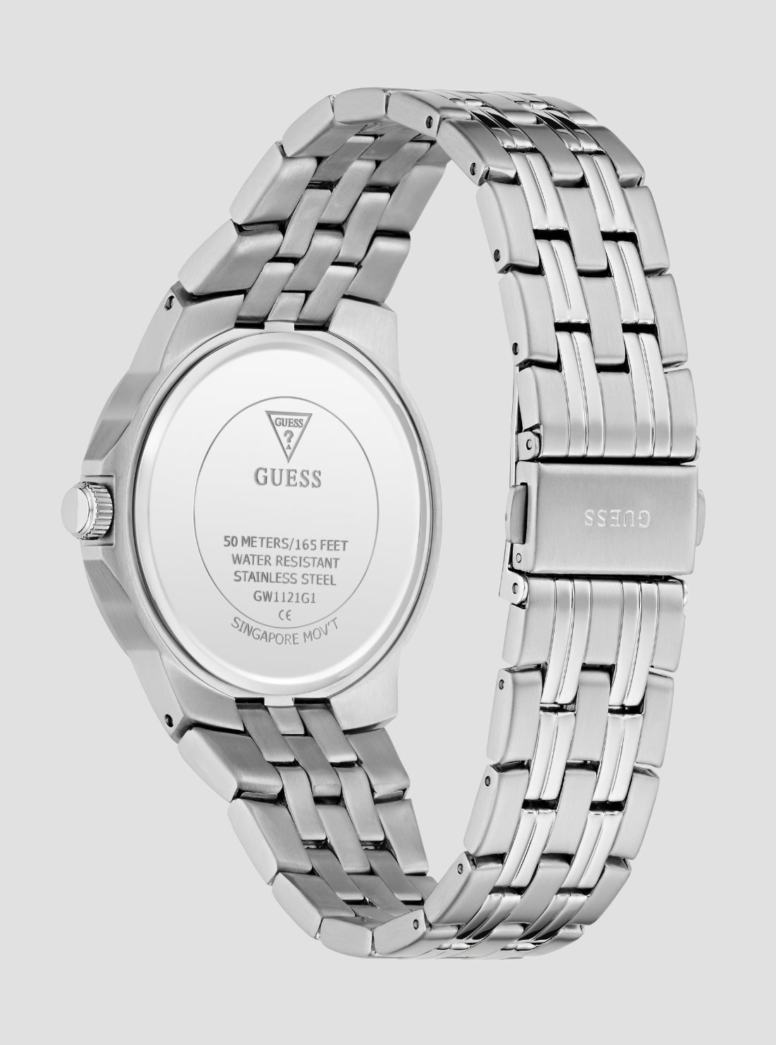 GUESS Accessories Silver Archie Blue Dial Watch GW1121G1 Back View