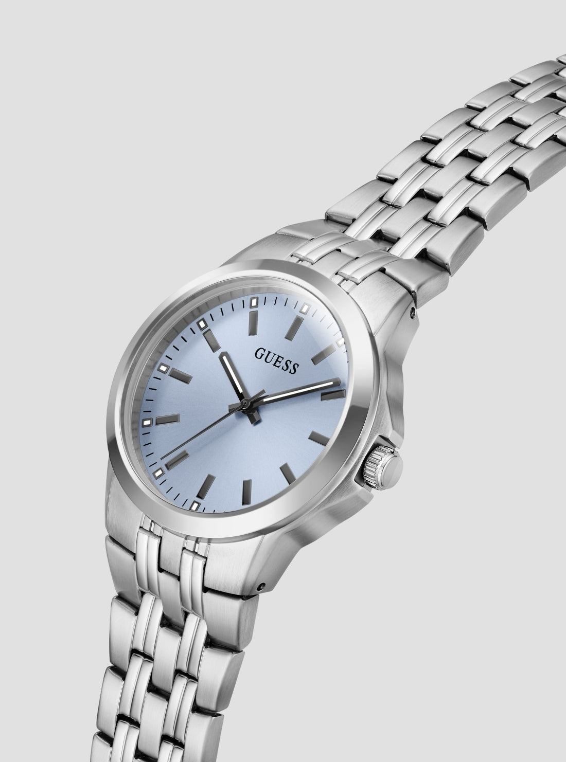 GUESS Accessories Silver Archie Blue Dial Watch GW1121G1 Side View