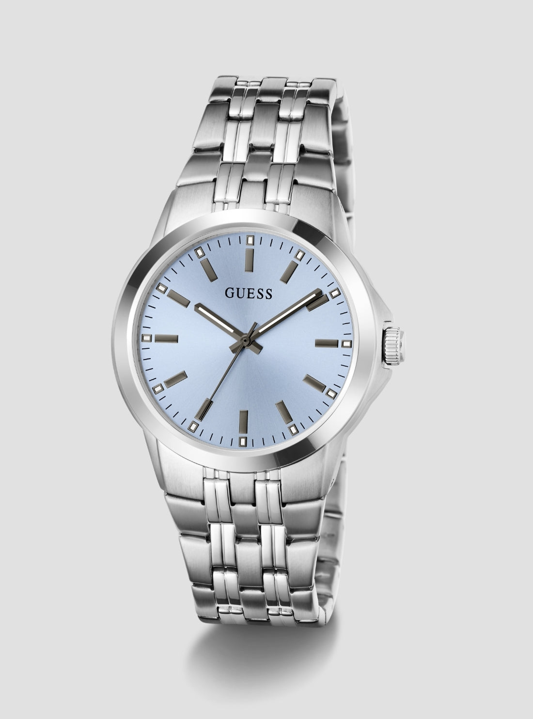 GUESS Accessories Silver Archie Blue Dial Watch GW1121G1 Front Side View