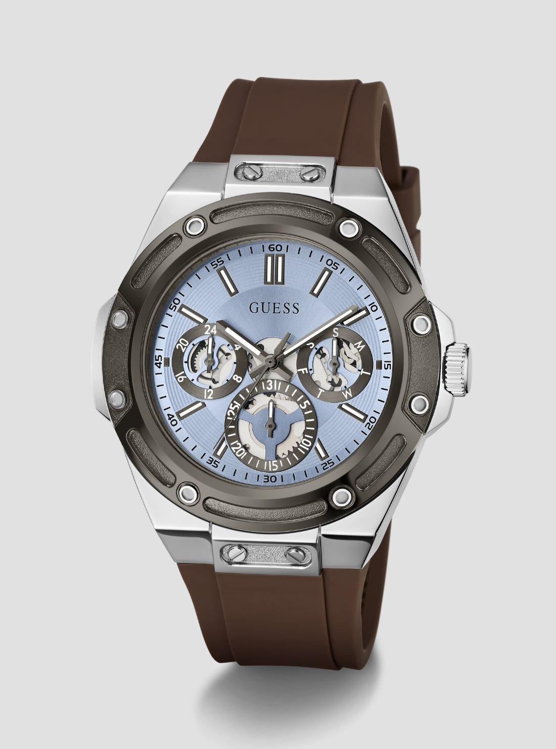 Brown Carver Blue Dial Watch