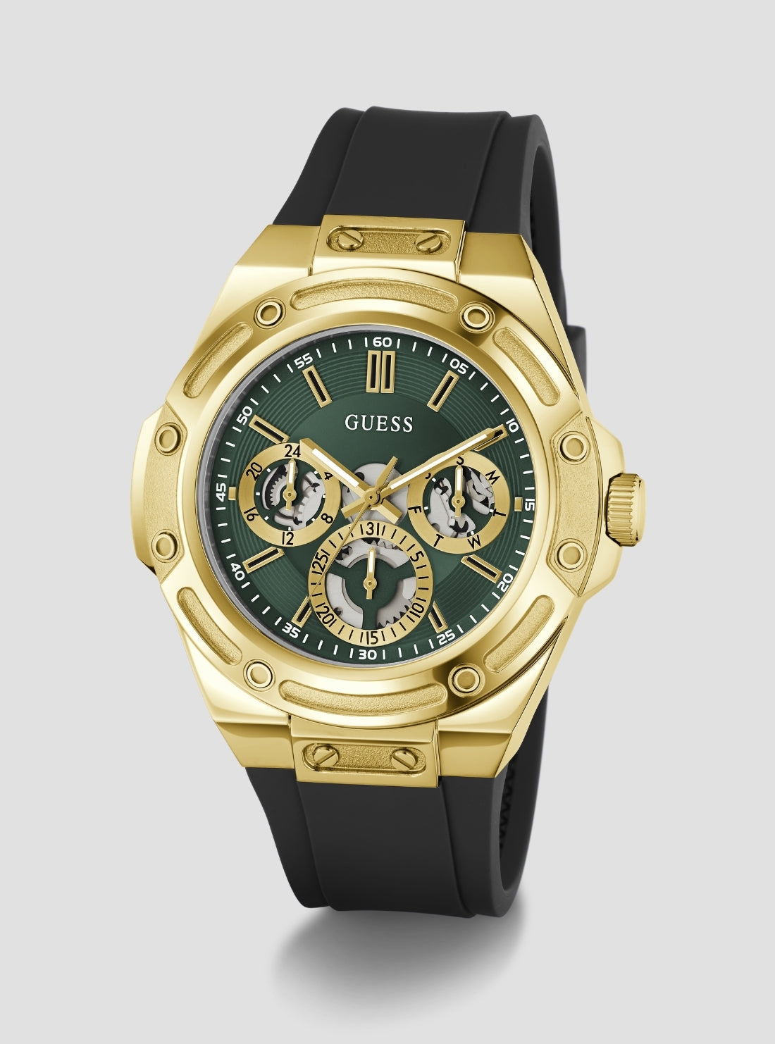 GUESS Accessories Black Gold Carver Watch GW1132G8 Front Side View