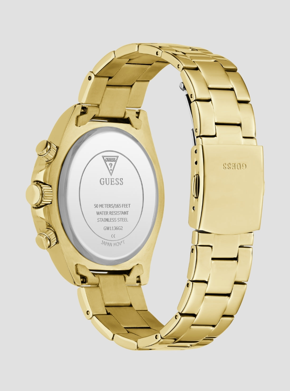 GUESS Accessories Gold Victor Crystal Chronograph Watch GW1136G2 Back View